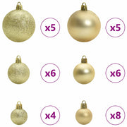 Set di Palle di Natale 61 pz 150 LED Bianco caldo Ø 6 cm