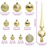 Set di Palle di Natale 61 pz 150 LED Bianco caldo Ø 6 cm