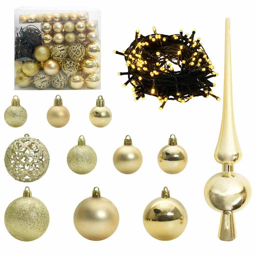 Set di Palle di Natale 120 pz 300 LED Bianco caldo Ø 6 cm