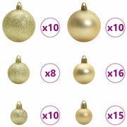 Set di Palle di Natale 120 pz 300 LED Bianco caldo Ø 6 cm