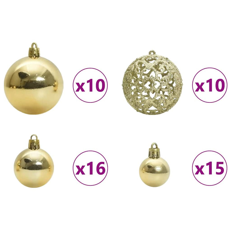 Set di Palle di Natale 120 pz 300 LED Bianco caldo Ø 6 cm