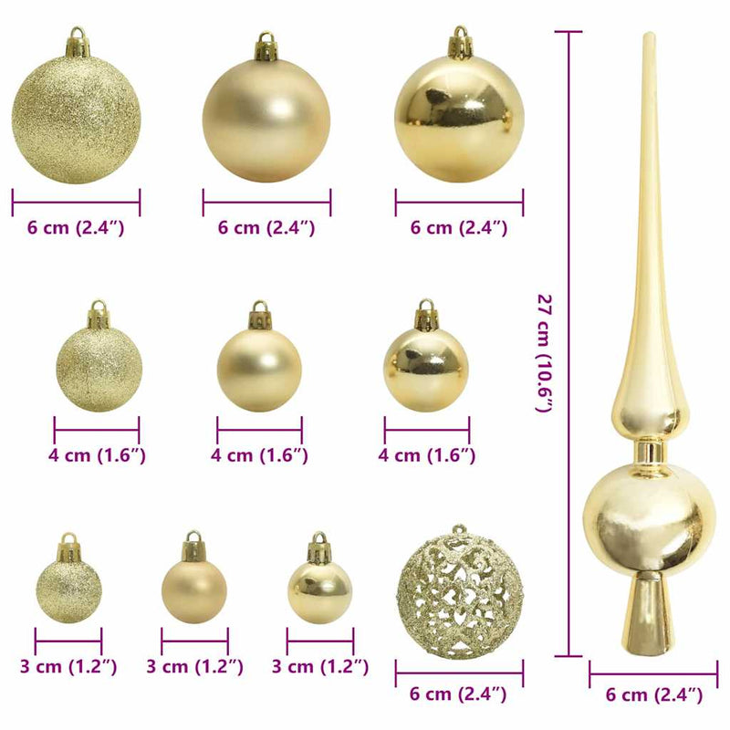 Set di Palle di Natale 120 pz 300 LED Bianco caldo Ø 6 cm