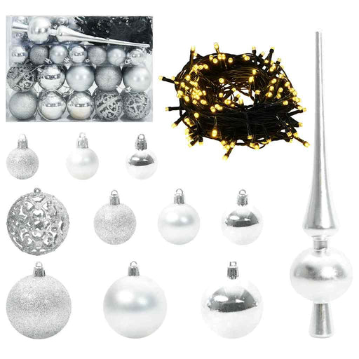 Set di Palle di Natale 61 pz 150 LED Bianco caldo Ø 6 cm