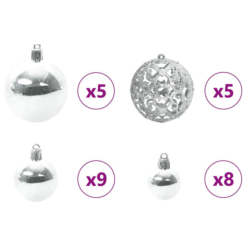 Set di Palle di Natale 61 pz 150 LED Bianco caldo Ø 6 cm