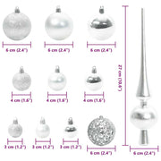 Set di Palle di Natale 61 pz 150 LED Bianco caldo Ø 6 cm