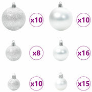 Set di Palle di Natale 120 pz 300 LED Bianco caldo Ø 6 cm