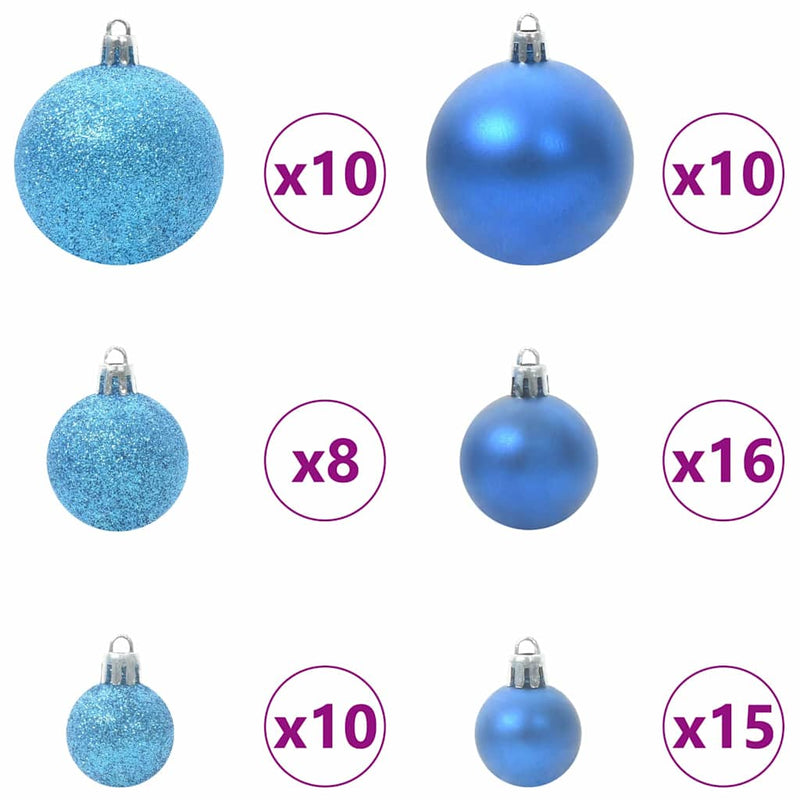 Set di Palle di Natale 120 pz 300 LED Bianco caldo Ø 6 cm