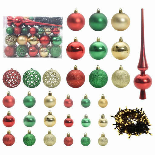 Set di Palle di Natale 61 pz 150 LED Bianco caldo Ø 6 cm