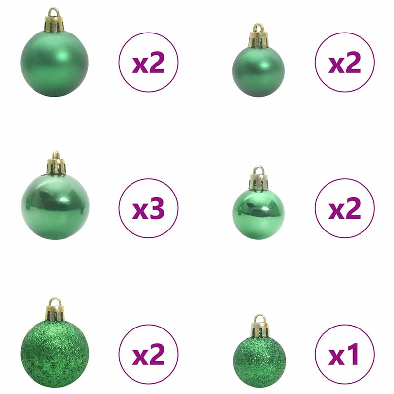 Set di Palle di Natale 61 pz 150 LED Bianco caldo Ø 6 cm
