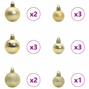 Set di Palle di Natale 61 pz 150 LED Bianco caldo Ø 6 cm