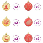Set di Palle di Natale 40 pz Oro e Rosso Ø 6 cm Plastica