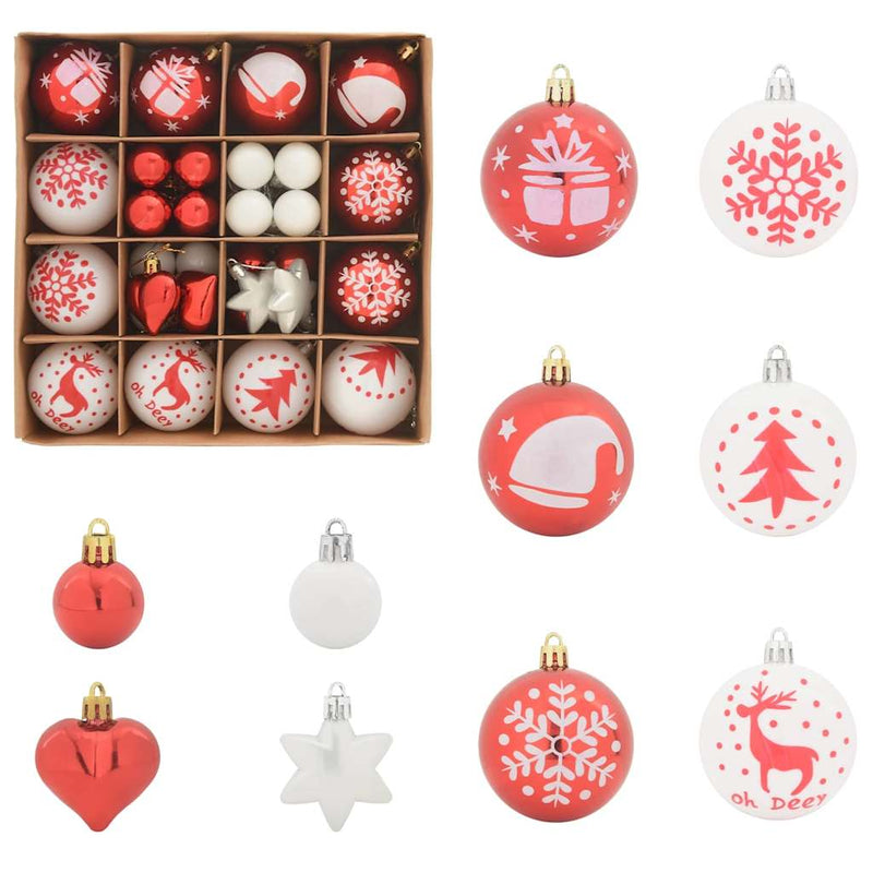 Set di Palle di Natale 40 pz Rosso e Bianco Ø 6 cm Plastica
