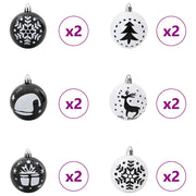 Set di Palle di Natale 40 pz Nero e Bianco Ø 6 cm Plastica