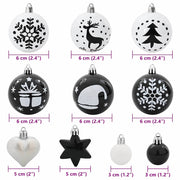 Set di Palle di Natale 40 pz Nero e Bianco Ø 6 cm Plastica