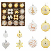 Set di Palle di Natale 40 pz Bianco e Oro Ø 6 cm Plastica