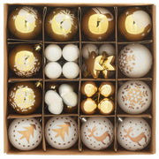Set di Palle di Natale 40 pz Bianco e Oro Ø 6 cm Plastica