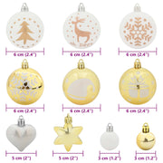 Set di Palle di Natale 40 pz Bianco e Oro Ø 6 cm Plastica