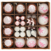 Set di Palle di Natale 40 pz Bianco e Rosa Ø 6 cm Plastica