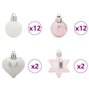 Set di Palle di Natale 40 pz Bianco e Rosa Ø 6 cm Plastica