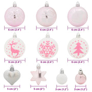 Set di Palle di Natale 40 pz Bianco e Rosa Ø 6 cm Plastica