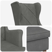 Poltrona con Ottomano 2 pz Grigio Scuro Velluto