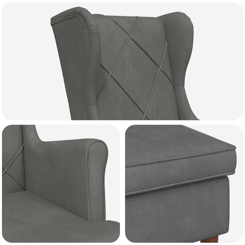 Poltrona con Ottomano 2 pz Grigio Scuro Velluto