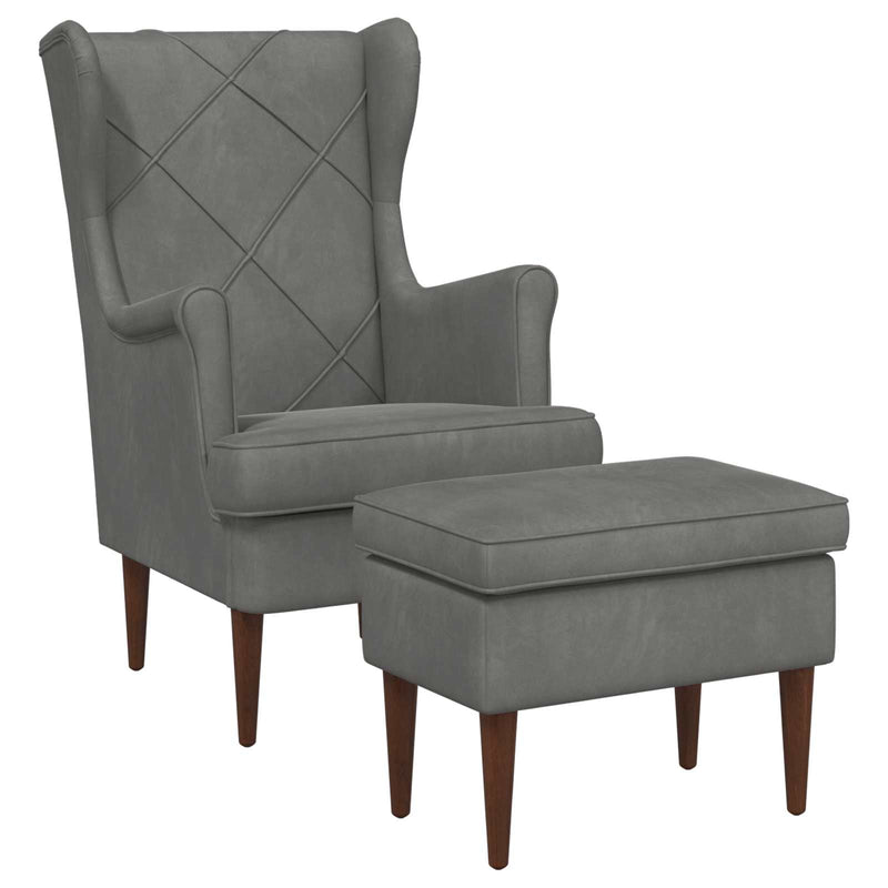 Poltrona con Ottomano 2 pz Grigio Scuro Velluto