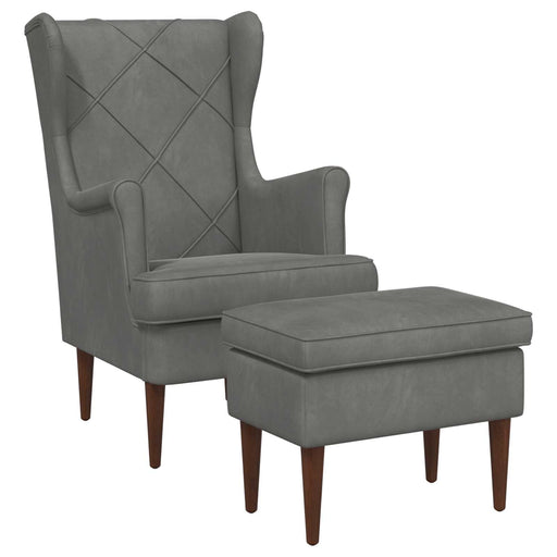 Poltrona con Ottomano 2 pz Grigio Scuro Velluto