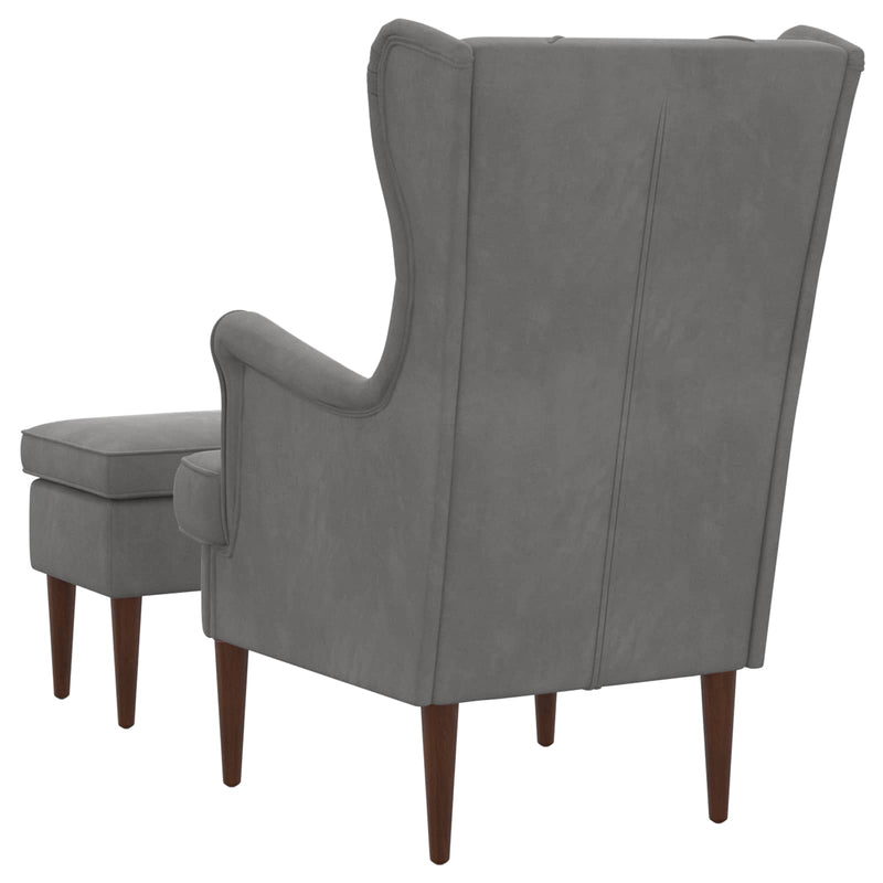Poltrona con Ottomano 2 pz Grigio Scuro Velluto