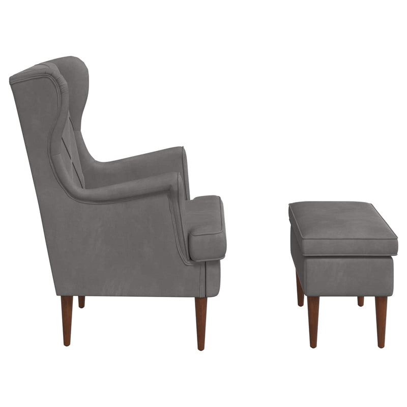 Poltrona con Ottomano 2 pz Grigio Scuro Velluto