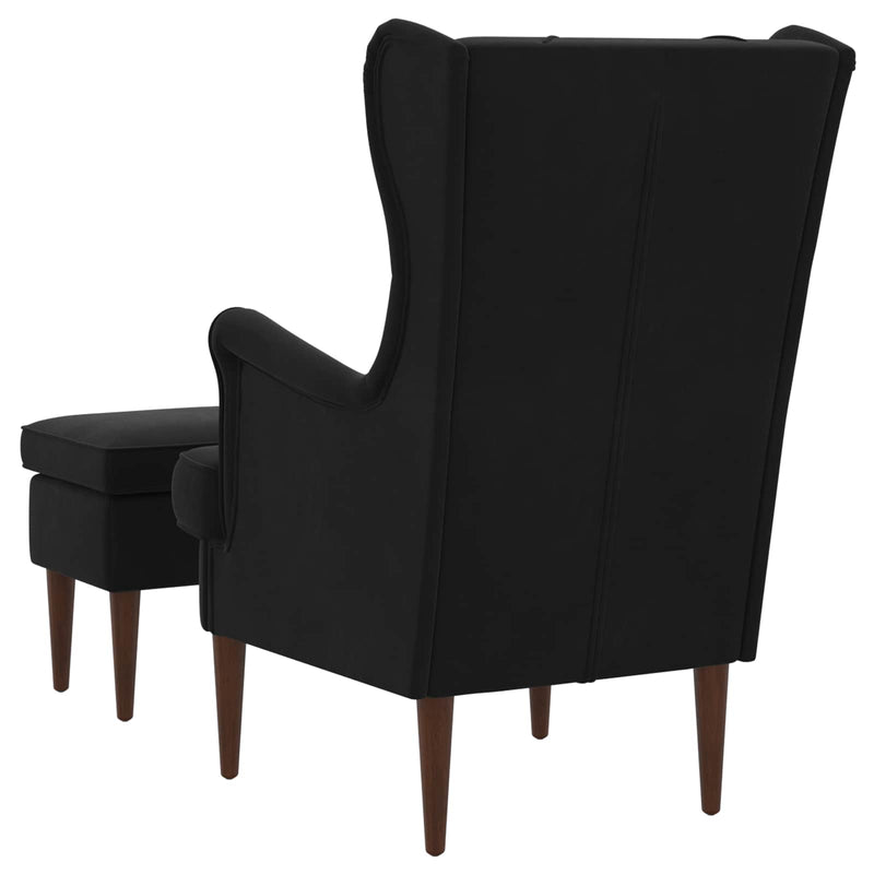 Poltrona con Ottomano 2 pz Nero Velluto