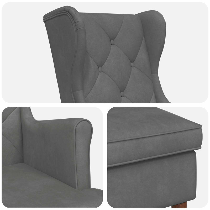 Poltrona con Ottomano 2 pz Grigio Scuro Velluto