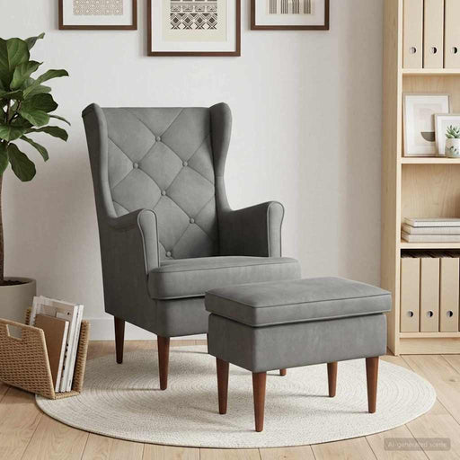 Poltrona con Ottomano 2 pz Grigio Scuro Velluto
