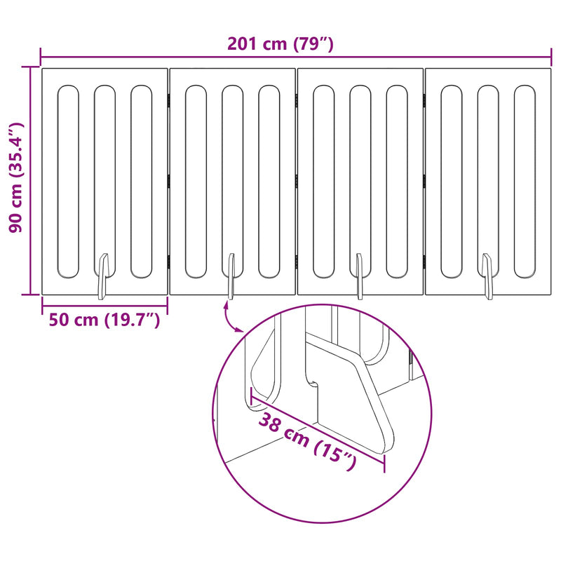 Recinto pieghevole per animali 4 pz Rovere Fumo