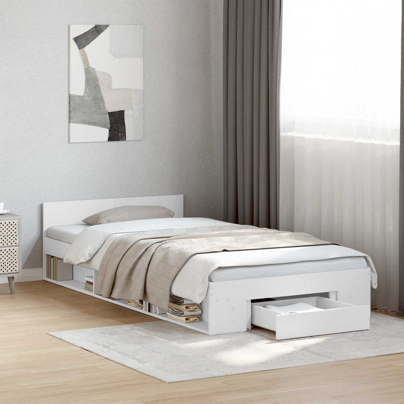 Telaio del letto con storage con cassetto Bianco 80 x 200 cm