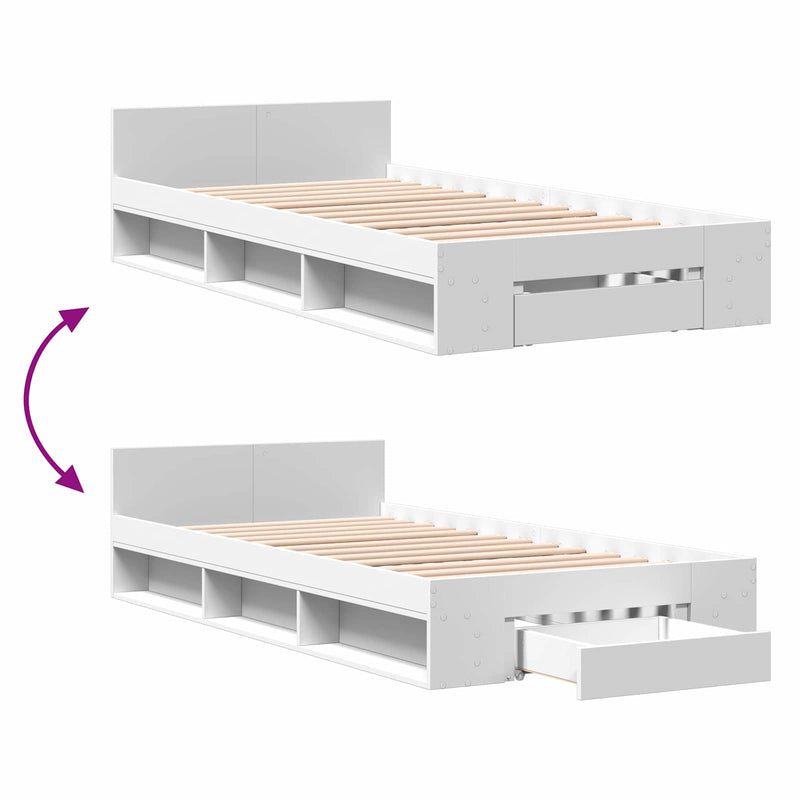 Telaio del letto con storage con cassetto Bianco 80 x 200 cm