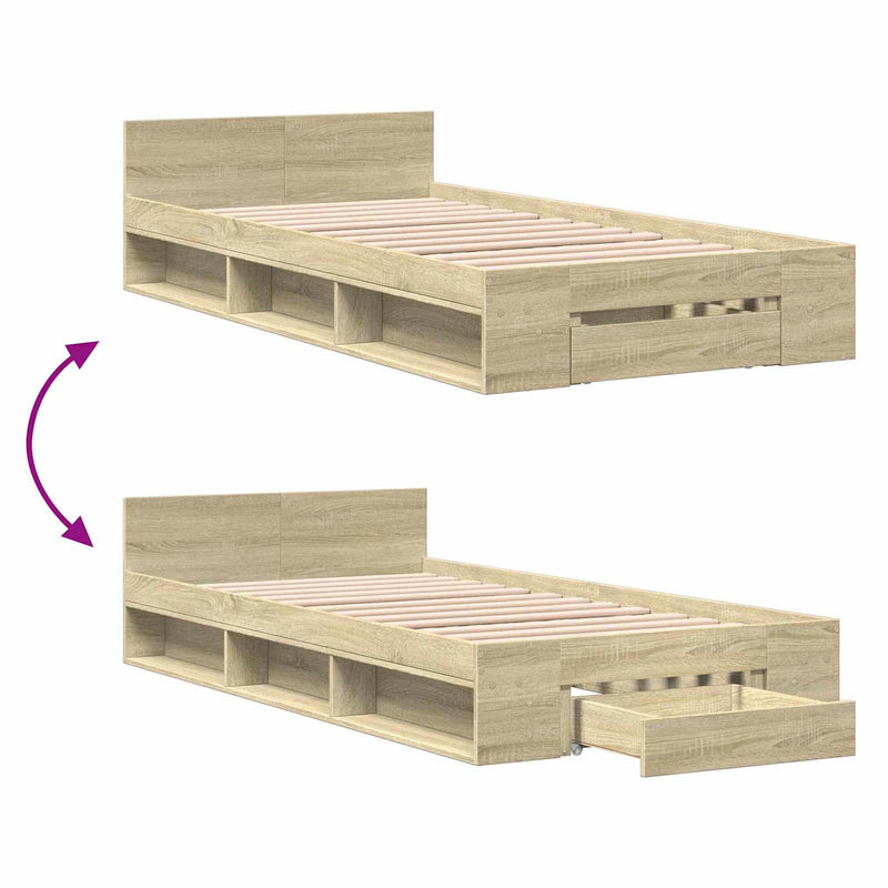 Telaio del letto con storage Rovere Sonoma 80 x 200 cm