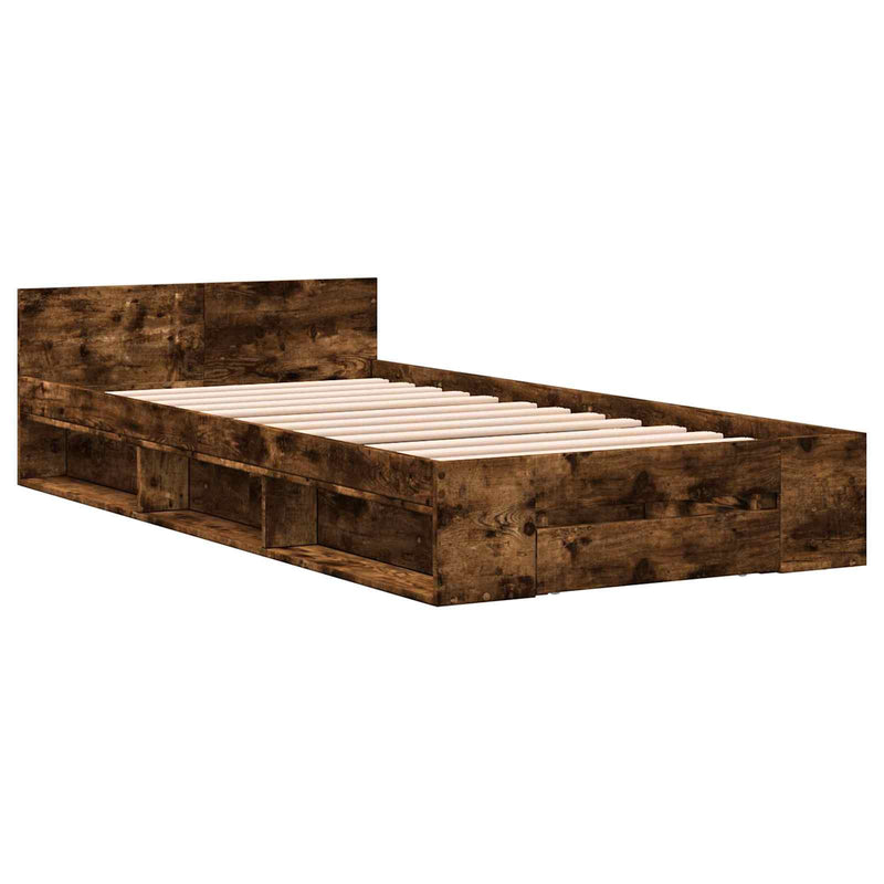 Telaio del letto con storage Rovere Fumo 80 x 200 cm