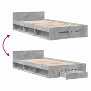 Telaio del letto con storage Grigio Cemento 80 x 200 cm