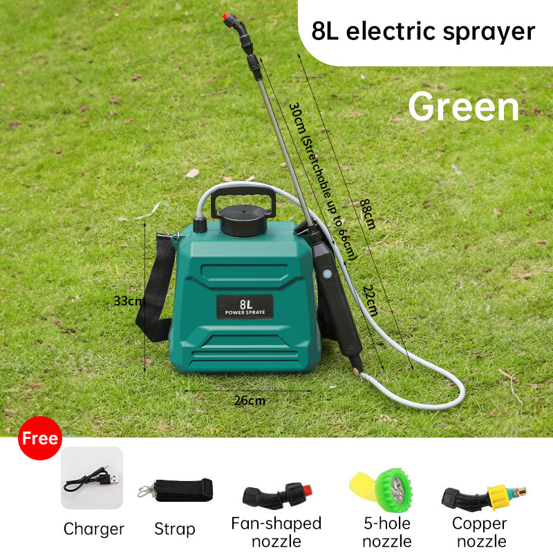 Spruzzatore elettrico automatico da 8 litri, spruzzatore per piante da giardino, spruzzatore portatile ricaricabile, atomizzatore nebulizzatore, annaffiatoio a tracolla