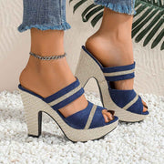 Sandali eleganti da donna casual e comodi con tacco alto per tutte le stagioni, caratterizzati da uno stile bohémien con suole spesse, perfetti per feste e discoteche. Scarpe da do