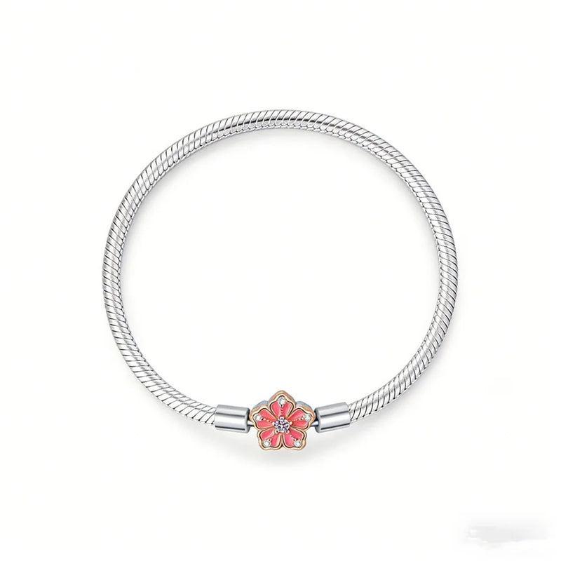 Bracciali in Argento Sterling 925 con Chiusura a Cuore e Catena Serpente - flowers 17 centimetri - immagine 21