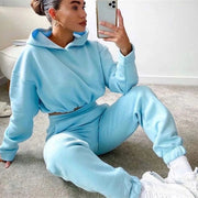 Tuta donna oversize streetwear – set felpa con cappuccio e pantaloni jogging caldi primavera, autunno inverno - Campeda