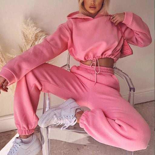 Tuta donna oversize streetwear – set felpa con cappuccio e pantaloni jogging caldi primavera, autunno inverno - Campeda
