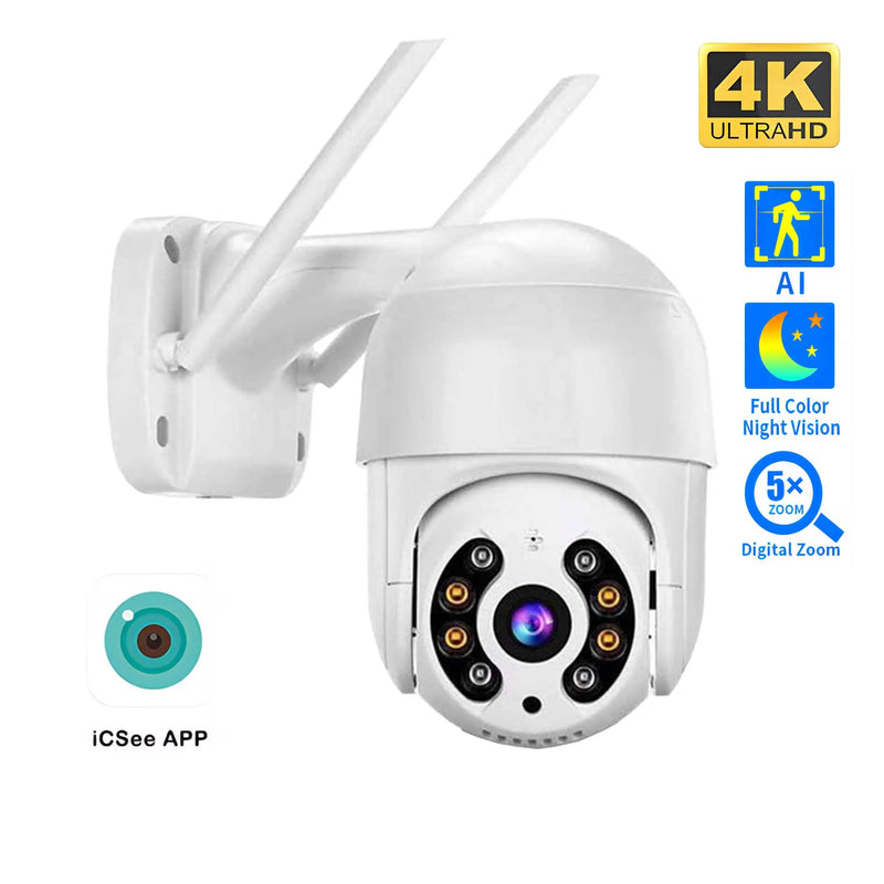 Telecamera PTZ wireless 8MP 4K HD 1080P Visione notturna a colori IP Wifi