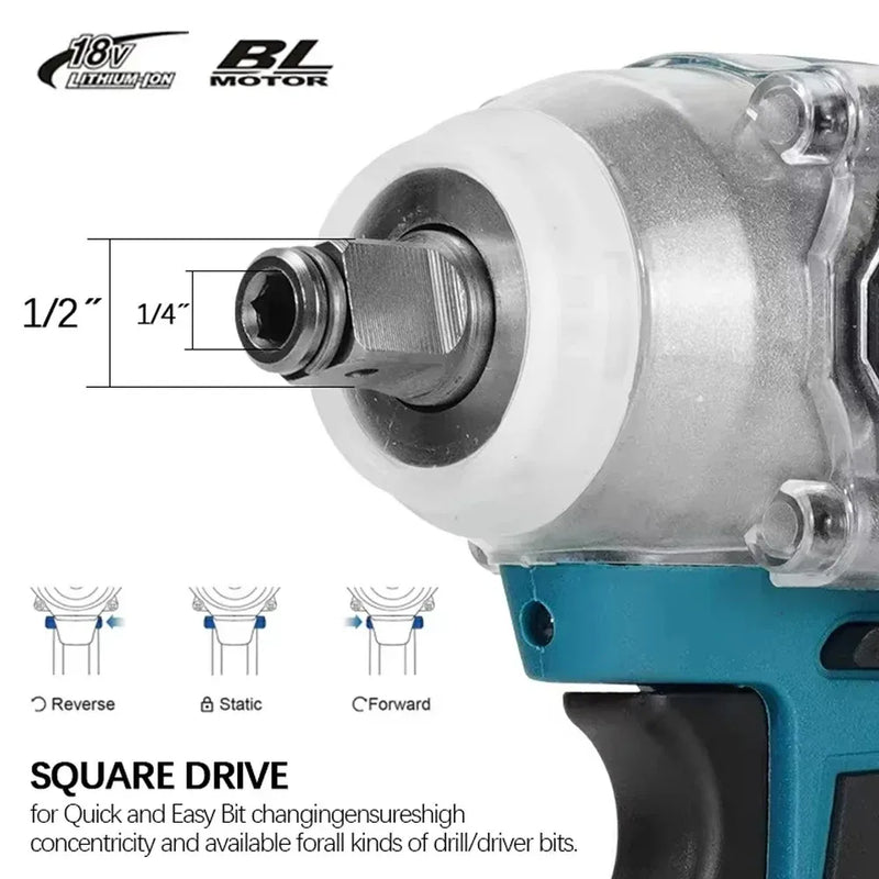 Makita DTW285 elettrico senza spazzole 18V 280N.m Trapano avvitatore ricaricabile con presa da 1/2" compatibile con batteria Makita 18V