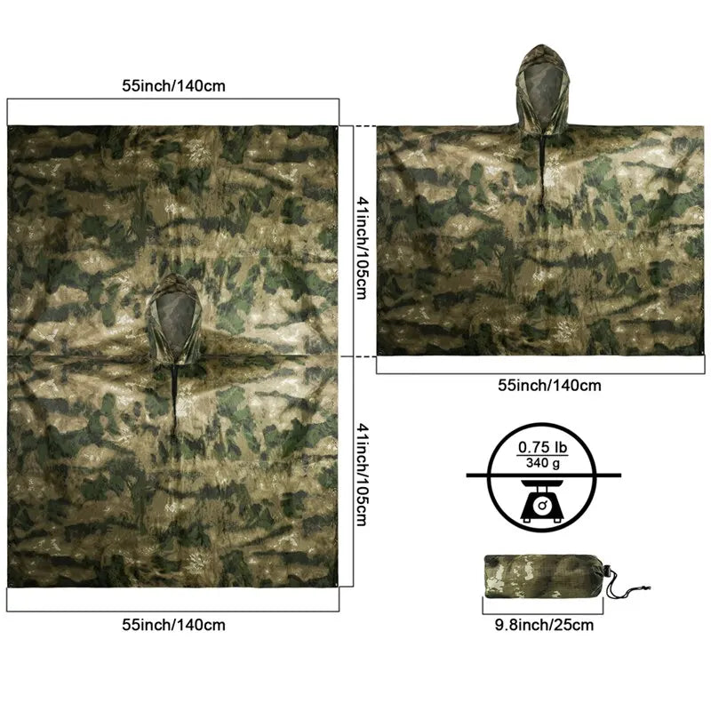MENFLY ATFG Moss Camouflage giacca antipioggia impermeabile tattica per la caccia - immagine 4