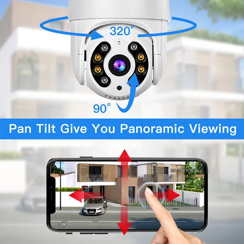 Telecamera PTZ wireless 8MP 4K HD 1080P Visione notturna a colori IP Wifi - immagine 4