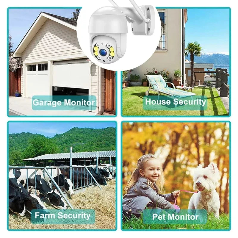Telecamera PTZ wireless 8MP 4K HD 1080P Visione notturna a colori IP Wifi - immagine 8