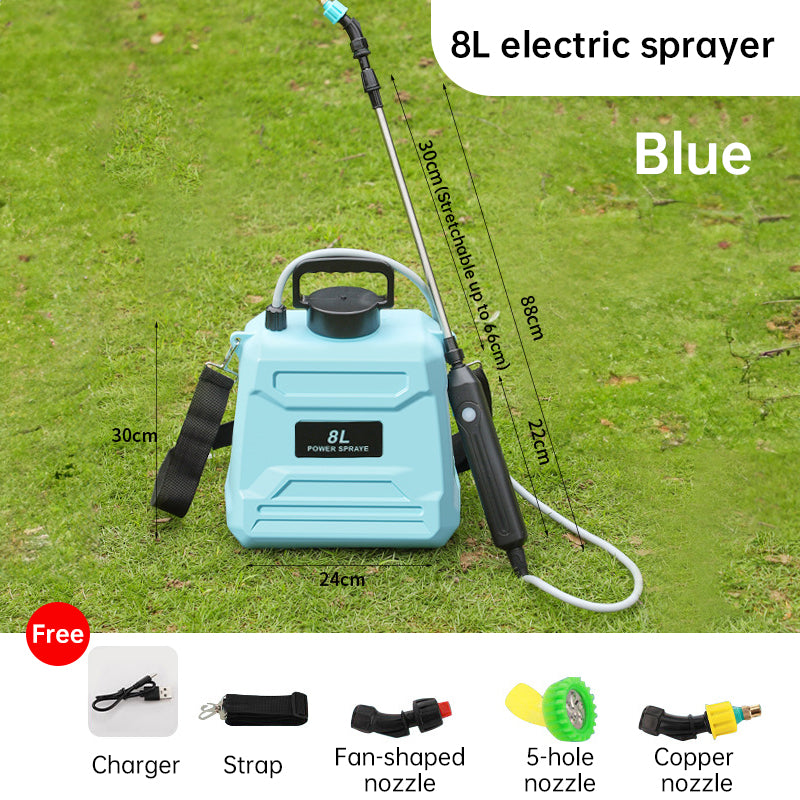 Spruzzatore elettrico automatico da 8 litri, spruzzatore per piante da giardino, spruzzatore portatile ricaricabile, atomizzatore nebulizzatore, annaffiatoio a tracolla